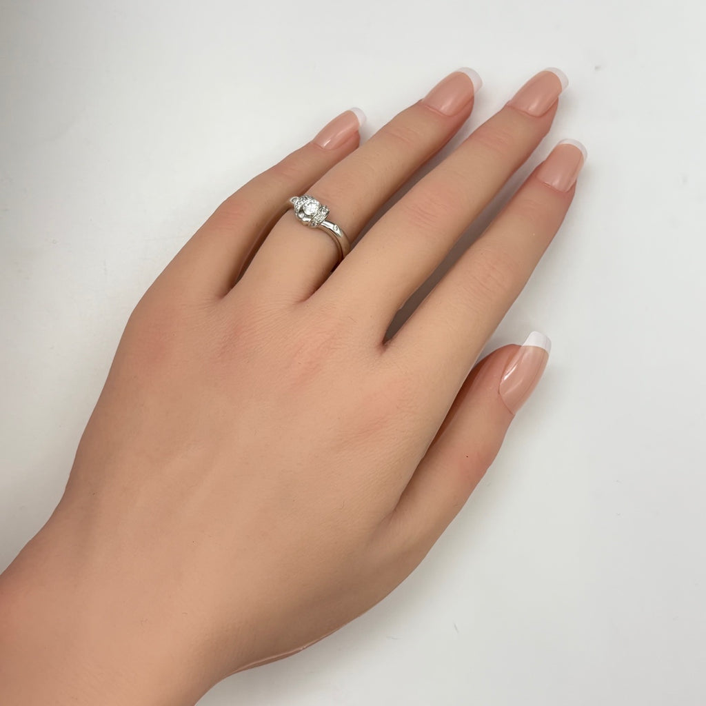 ダイヤモンド デザインリング プラチナ 指輪 メレダイヤ リング 11号 Pt900 ダイヤモンド レディース 【中古】nbjwl