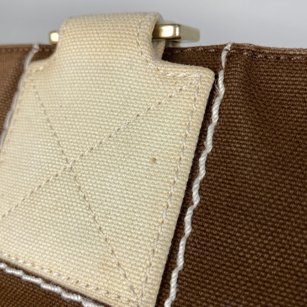 シャネル ココマーク トートバッグ ハンドバッグ チョコバー トートバッグ キャンバス ブラウン ホワイト A21375 レディース 【中古】brbag