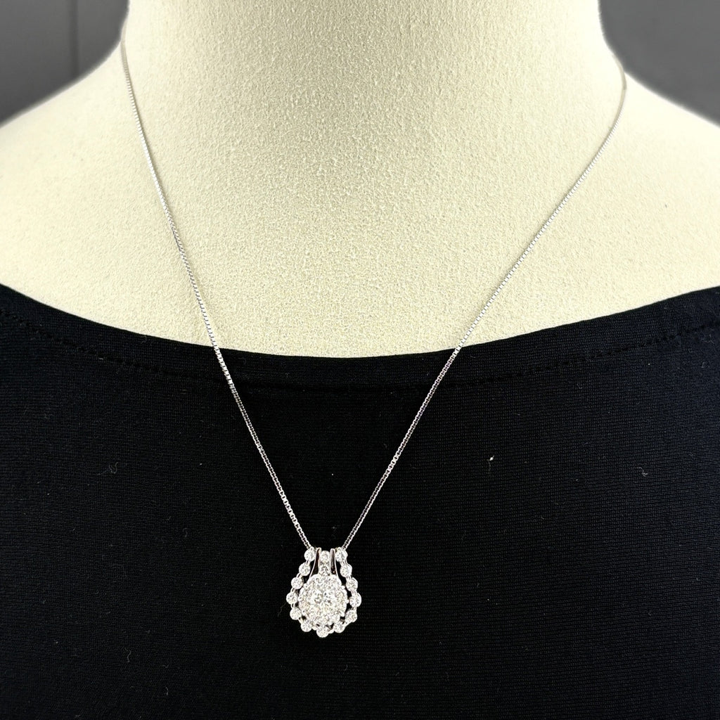 メレダイヤ デザインネックレス WG ホワイトゴールド ペンダント ネックレス K18 WG ダイヤモンド レディース 【中古】nbjwl