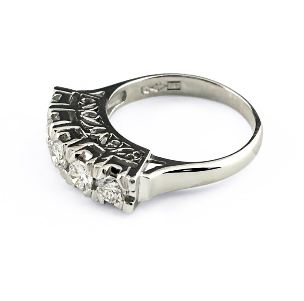 メレダイヤ デザインリング プラチナ 指輪 リング 12号 Pt900 ダイヤモンド レディース 【中古】nbjwl