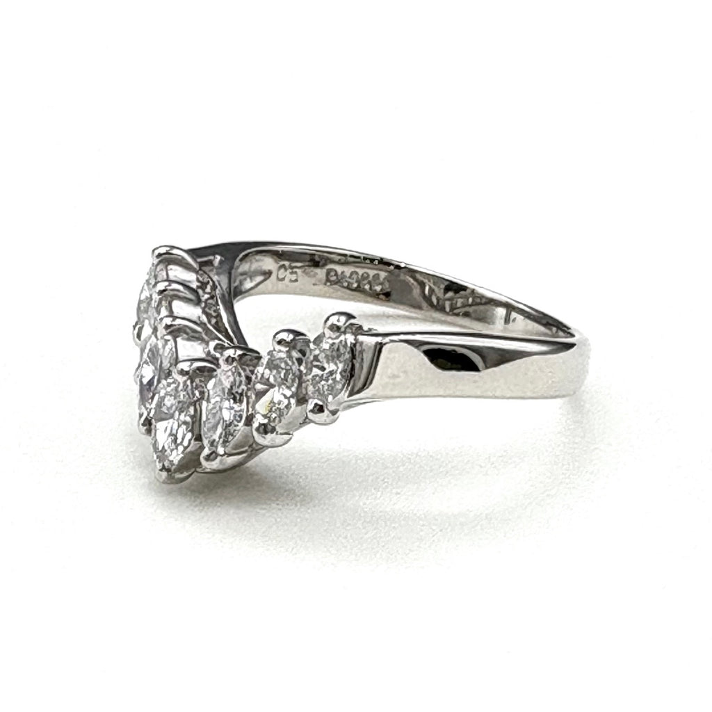 メレダイヤ デザインリング プラチナ 指輪 リング 10号 Pt900 ダイヤモンド レディース 【中古】nbjwl