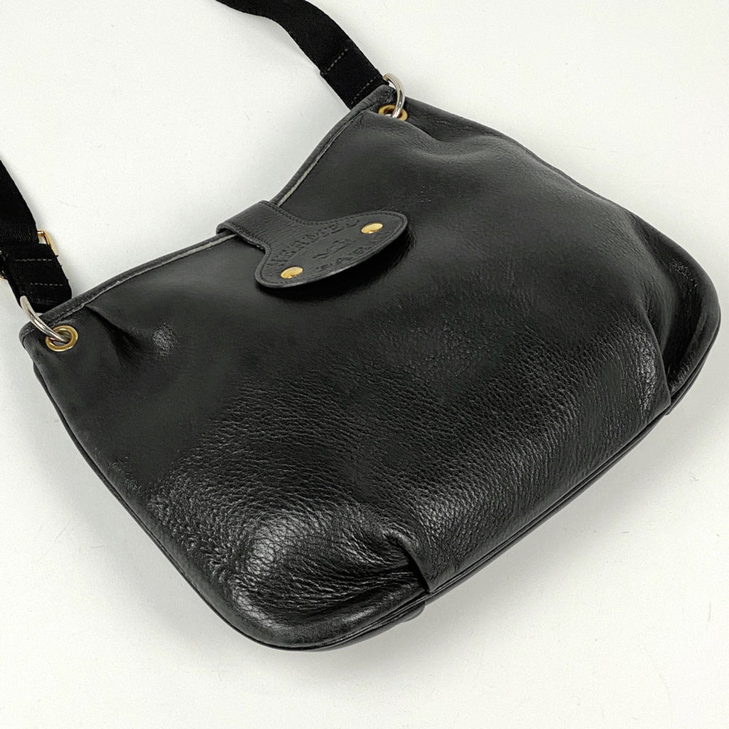 エルメス ロデオ ショルダーバッグ ロゴ 斜め掛け ショルダーバッグ レザー ブラック 〇N レディース 【中古】brbag