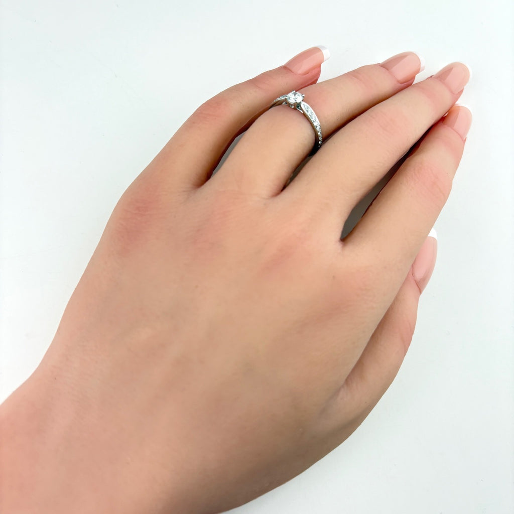 ティファニー ハーモニー リング プラチナ 指輪 メレダイヤ ソリティア ソリテール リング 7.5号 Pt950 ダイヤモンド レディース ブランドジュエリー 【中古】brjwl