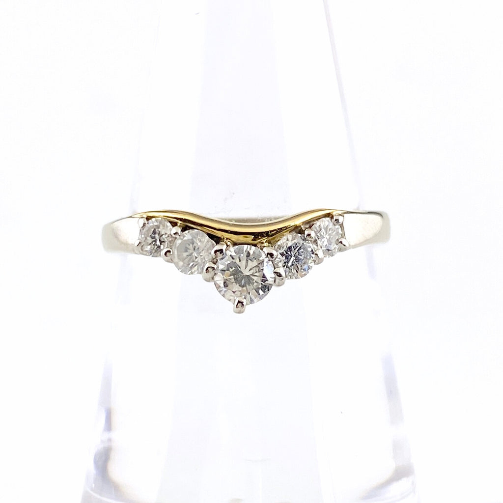 メレダイヤ デザインリング プラチナ YG イエローゴールド 指輪 リング 14号 Pt900 K18 ダイヤモンド レディース 【中古】nbjwl