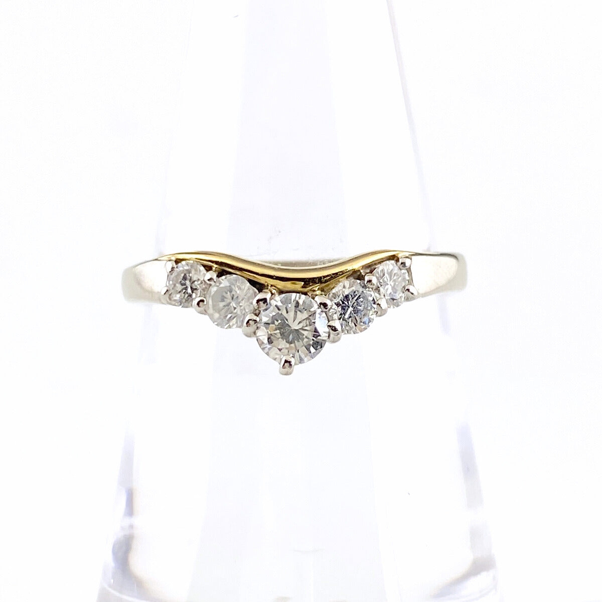 バイセル公式】メレダイヤ デザインリング プラチナ YG イエロー