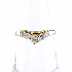 メレダイヤ デザインリング プラチナ YG イエローゴールド 指輪 リング 14号 Pt900 K18 ダイヤモンド レディース 【中古】nbjwl