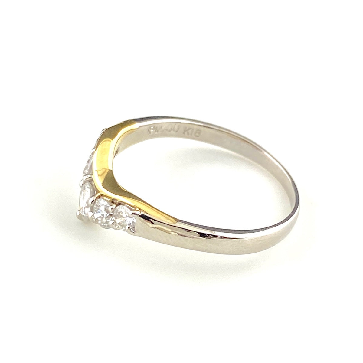 バイセル公式】メレダイヤ デザインリング プラチナ YG イエロー