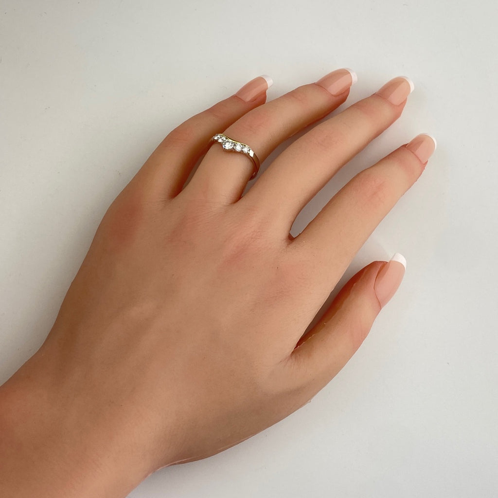 メレダイヤ デザインリング プラチナ YG イエローゴールド 指輪 リング 14号 Pt900 K18 ダイヤモンド レディース 【中古】nbjwl