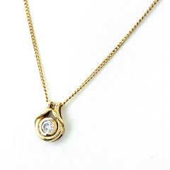 ダイヤモンド デザインネックレス YG イエローゴールド ペンダント ネックレス K18 ダイヤモンド レディース ノンブランドジュエリー 【中古】nbjwl