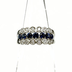 サファイア デザインリング プラチナ 指輪 メレダイヤ リング 11.5号 Pt900 サファイア ダイヤモンド レディース 【中古】nbjwl