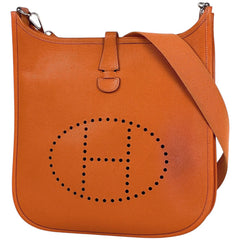 エルメス エブリン 1 PM パンチング Hロゴ ショルダーバッグ ヴォーエプソン オレンジ □I レディース 【中古】brbag