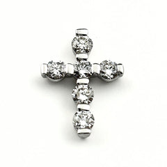 クロスモチーフ ペンダントトップ WG ホワイトゴールド メレダイヤ 十字架 ペンダントトップ K18 WG ダイヤモンド レディース ノンブランドジュエリー 【中古】nbjwl