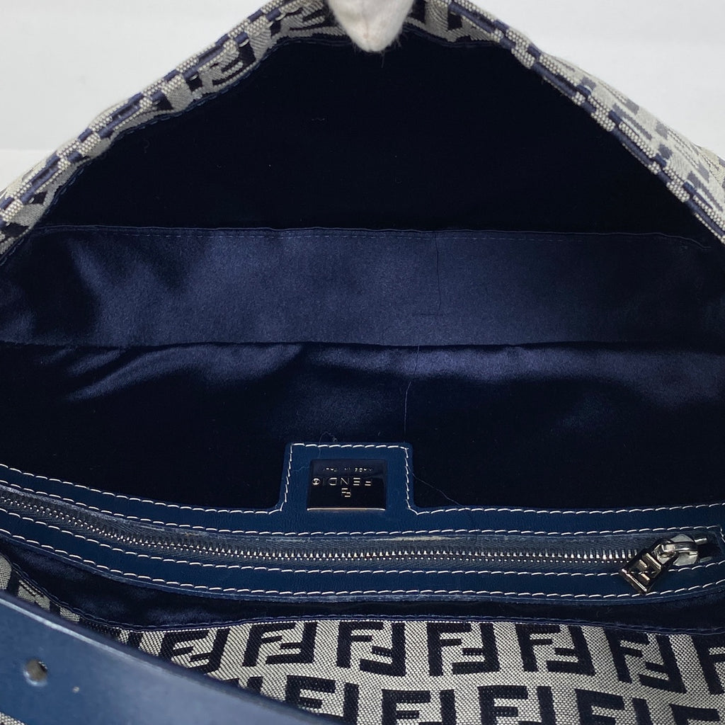 フェンディ ズッカ柄 マンマバゲット ハンドバッグ ワンショルダー 肩掛け ショルダーバッグ キャンバス ネイビー 26424 レディース 【中古】brbag