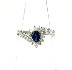 サファイア デザインリング プラチナ メレダイヤ 指輪 リング 12.5号 Pt900 サファイア ダイヤモンド レディース ノンブランドジュエリー 【中古】nbjwl