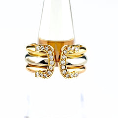 カルティエ C2 ダイヤ リング YG イエローゴールド 指輪 スリーカラー リング 11.5号 750 ダイヤモンド レディース ブランドジュエリー 【中古】brjwl