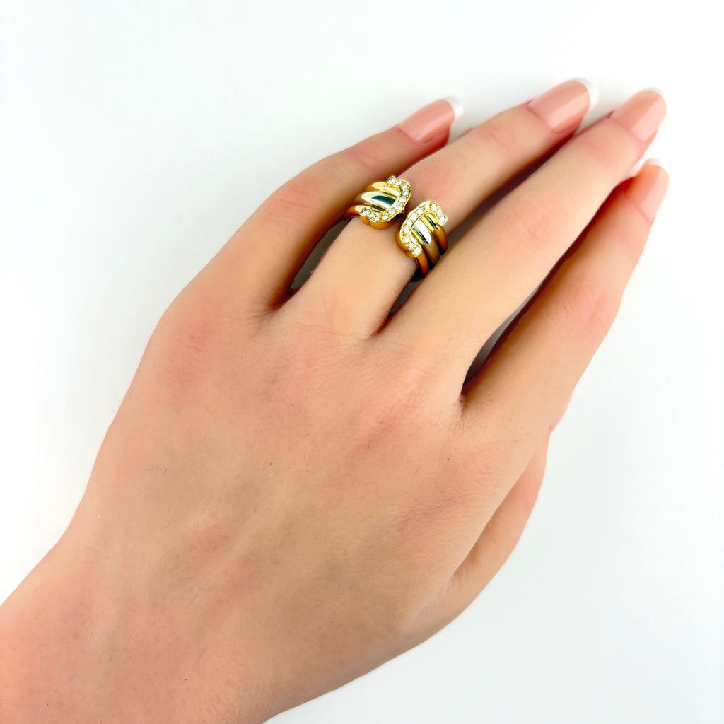 カルティエ C2 ダイヤ リング YG イエローゴールド 指輪 スリーカラー リング 11.5号 750 ダイヤモンド レディース ブランドジュエリー 【中古】brjwl