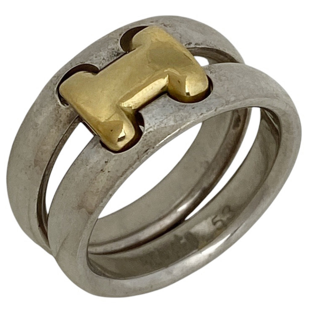 エルメス オランプ リング Hロゴ 指輪 リング 11号 メタル GP シルバー ゴールド レディース 【中古】bracc