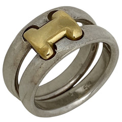 エルメス オランプ リング Hロゴ 指輪 リング 11号 メタル GP シルバー ゴールド レディース 【中古】bracc