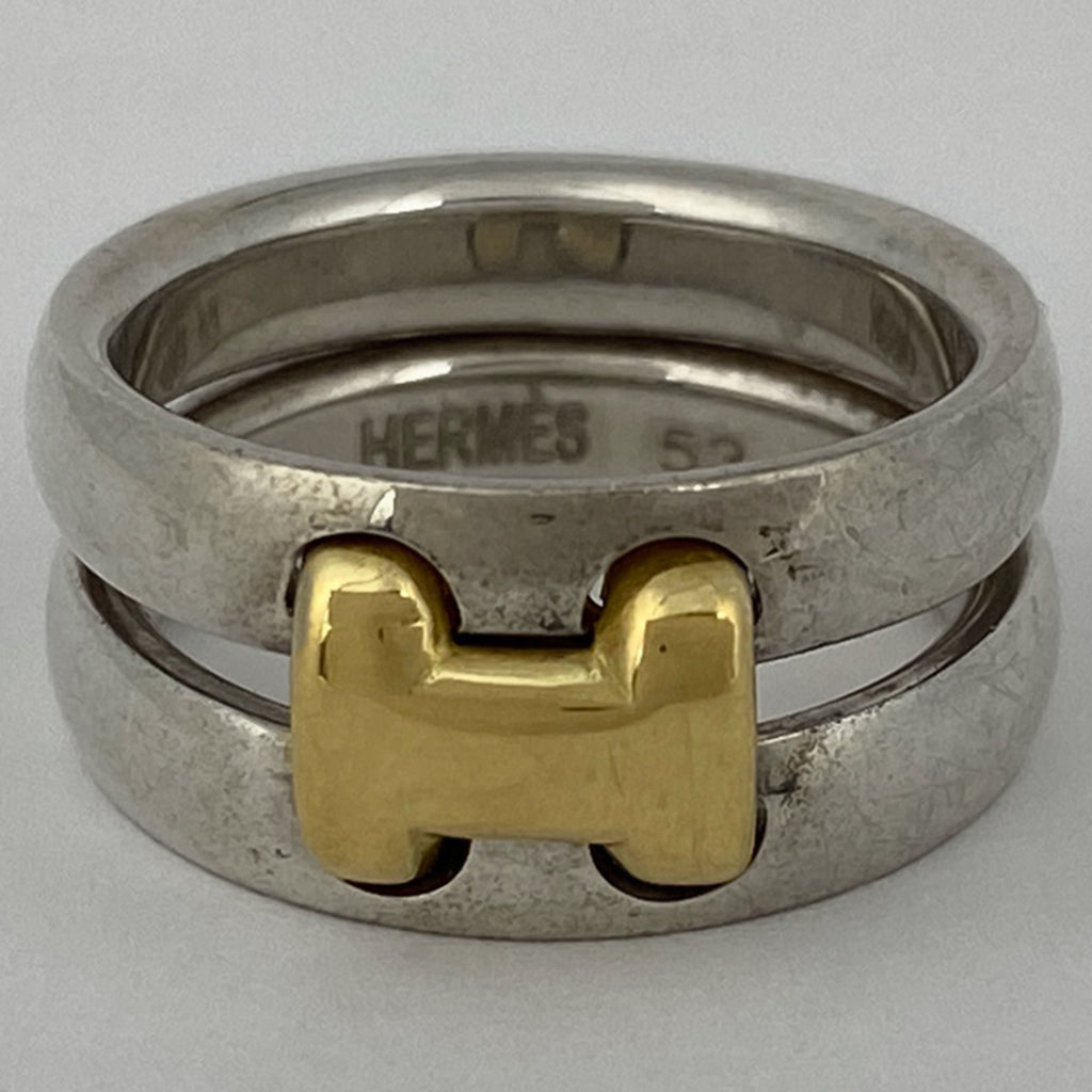 エルメス オランプ リング Hロゴ 指輪 リング 11号 メタル GP シルバー ゴールド レディース 【中古】bracc