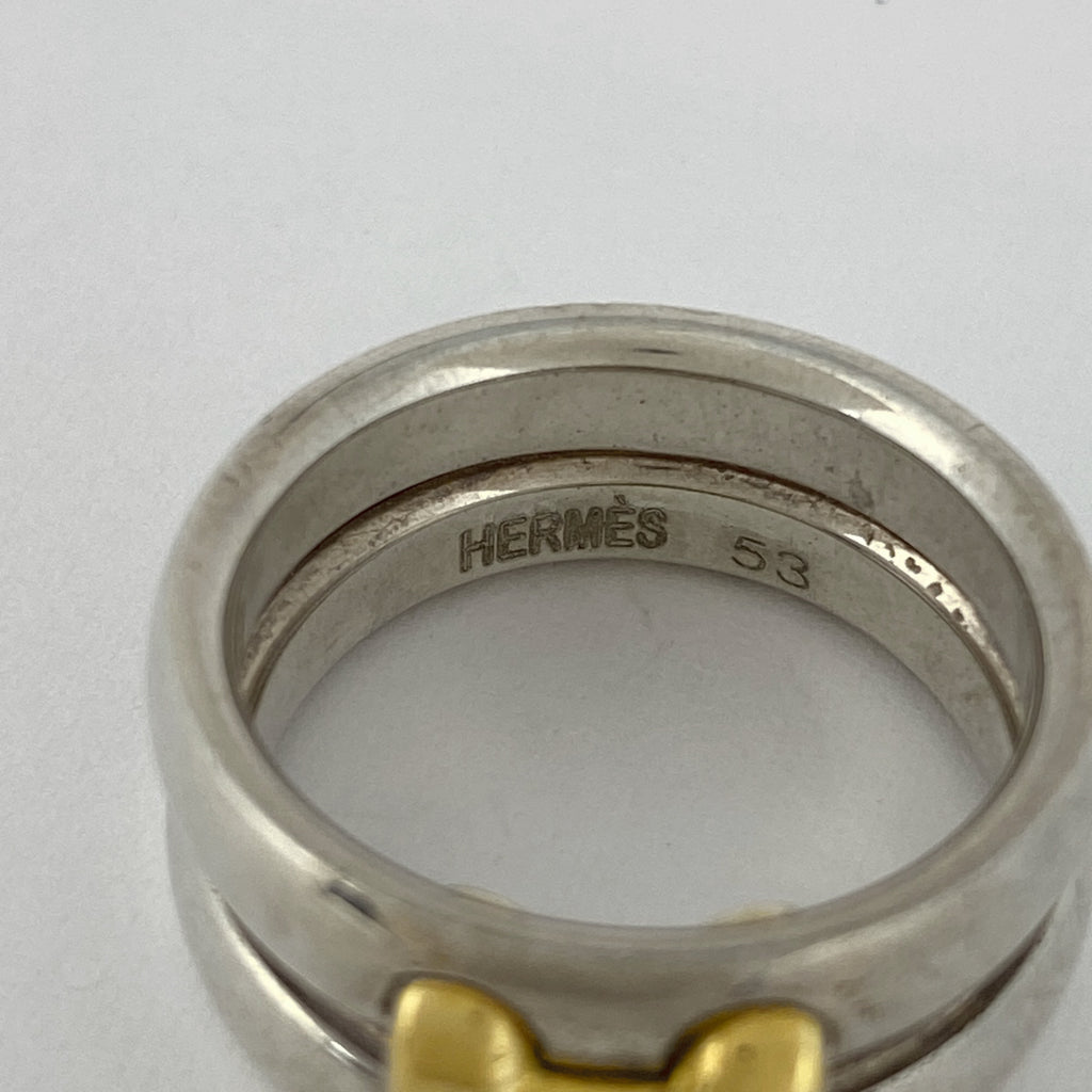 エルメス オランプ リング Hロゴ 指輪 リング 11号 メタル GP シルバー ゴールド レディース 【中古】bracc