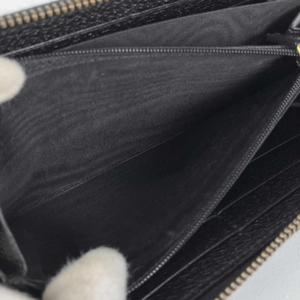 グッチ GGマーモント 長財布 ダブルG ラウンドファスナー 長財布 レザー ブラック 428736 レディース 【中古】brbag