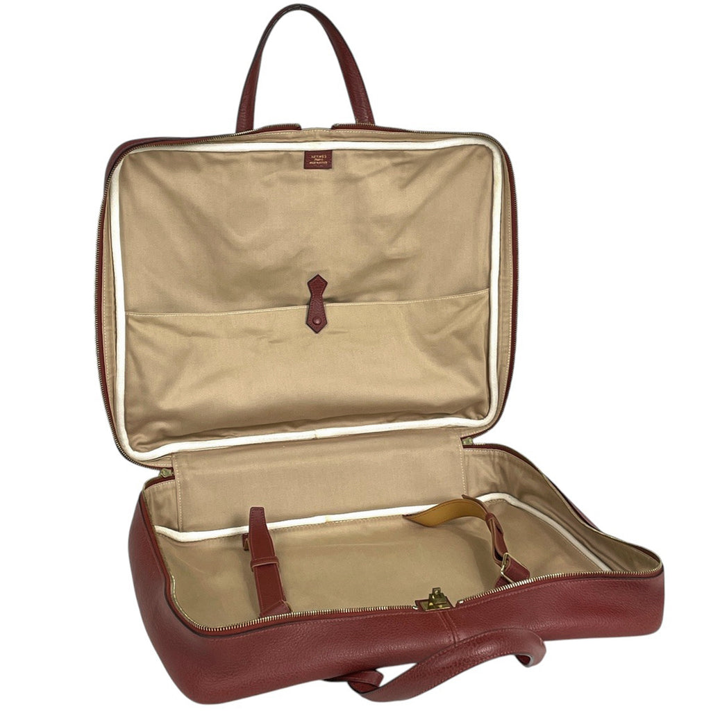 エルメス ヴィクトリア 45 ブリーフケース ハンドバッグ ビジネスバッグ クリノラン ルージュアッシュ □G レディース 【中古】brbag