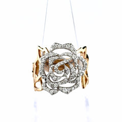 フラワーモチーフ デザインリング WG ホワイトゴールド PG ピンクゴールド 指輪 メレダイヤ 花 リング 13号 K18 WG ダイヤモンド レディース ノンブランドジュエリー 【中古】nbjwl