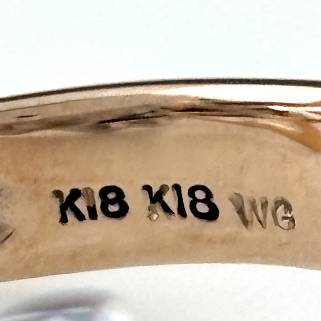 フラワーモチーフ デザインリング WG ホワイトゴールド PG ピンクゴールド 指輪 メレダイヤ 花 リング 13号 K18 WG ダイヤモンド レディース ノンブランドジュエリー 【中古】nbjwl