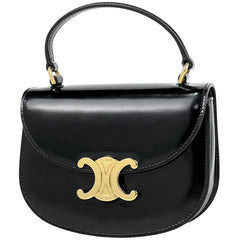 セリーヌ トリオンフ ハンドバッグ ブザス 2WAY ショルダーバッグ ハンドバッグ レザー ブラック レディース 【中古】brbag