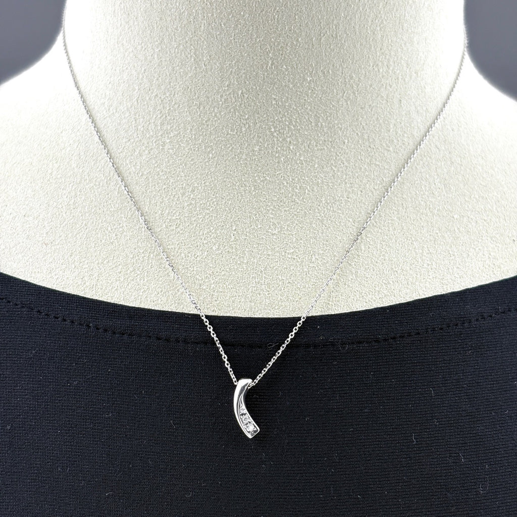 ウーヨンミ メレダイヤ デザインネックレス WG ホワイトゴールド ペンダント ネックレス K18 WG ダイヤモンド レディース ブランドジュエリー 【中古】brjwl