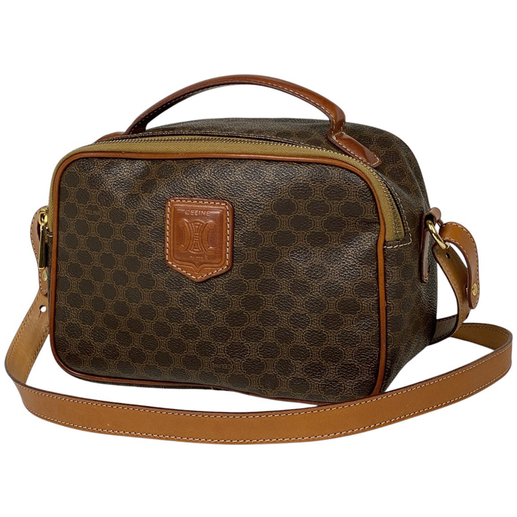 セリーヌ マカダム柄 ショルダーバッグ 斜め掛け ショルダーバッグ コーティングキャンバス ブラウン レディース 【中古】brbag