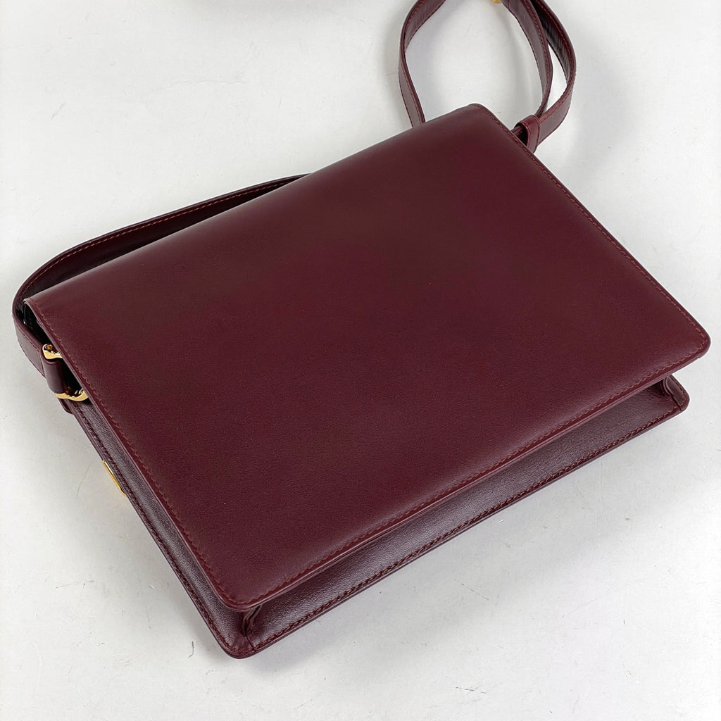 カルティエ マストライン ショルダーバッグ Wフラップ 肩掛け ショルダーバッグ レザー ボルドー レディース ブランドバッグ・小物 【中古】brbag