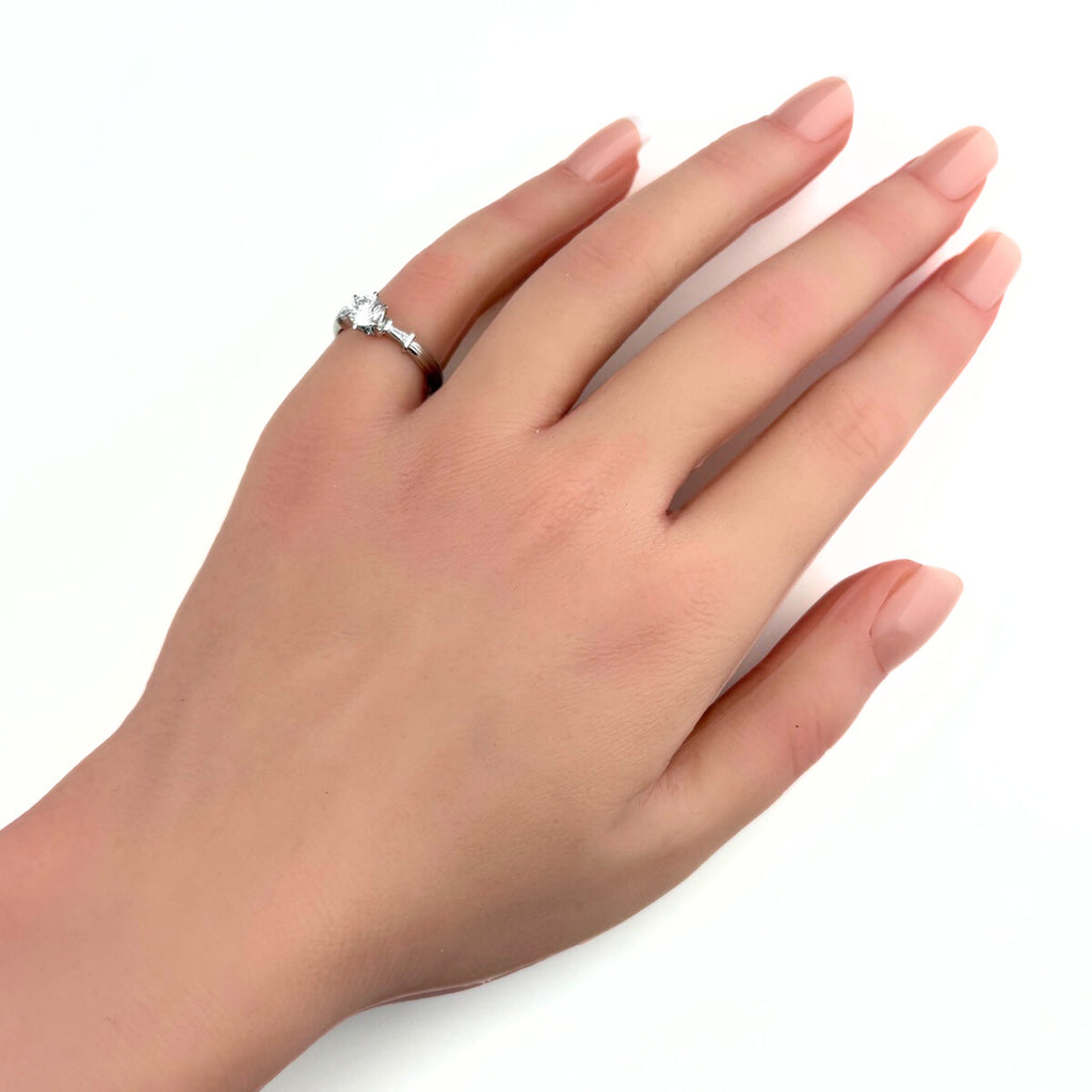 ダイヤモンド デザインリング プラチナ 指輪 メレダイヤ リング 9号 Pt900 ダイヤモンド レディース 【中古】nbjwl