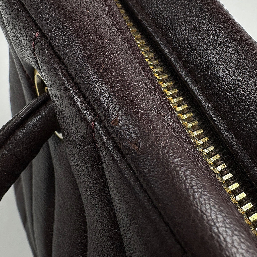 シャネル Vステッチ ショルダーバッグ ココマーク シェブロン ブラウン ショルダーバッグ レザー ボルドー レディース 【中古】brbag