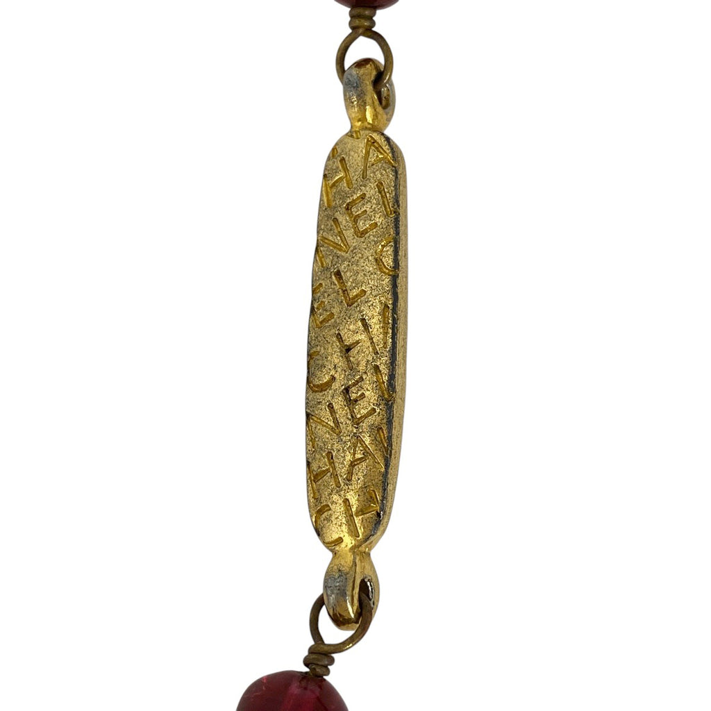 シャネル ロゴ ネックレス 2連 ロング グリポア ネックレス GP ゴールド レッド レディース 【中古】bracc