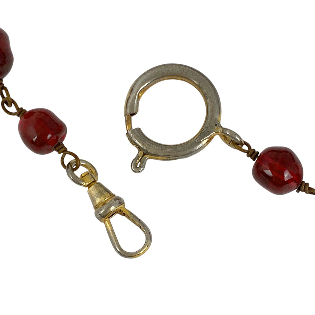 シャネル ロゴ ネックレス 2連 ロング グリポア ネックレス GP ゴールド レッド レディース 【中古】bracc