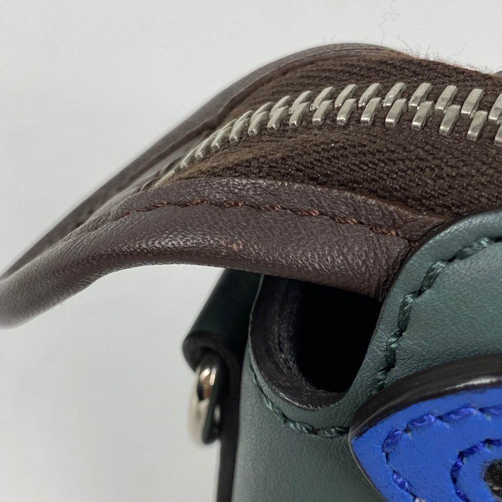 フェンディ バイザウェイ ミニ ハンドバッグ 2WAY ショルダーバッグ ハンドバッグ レザー グリーン ブルー 8BL135 レディース 【中古】brbag