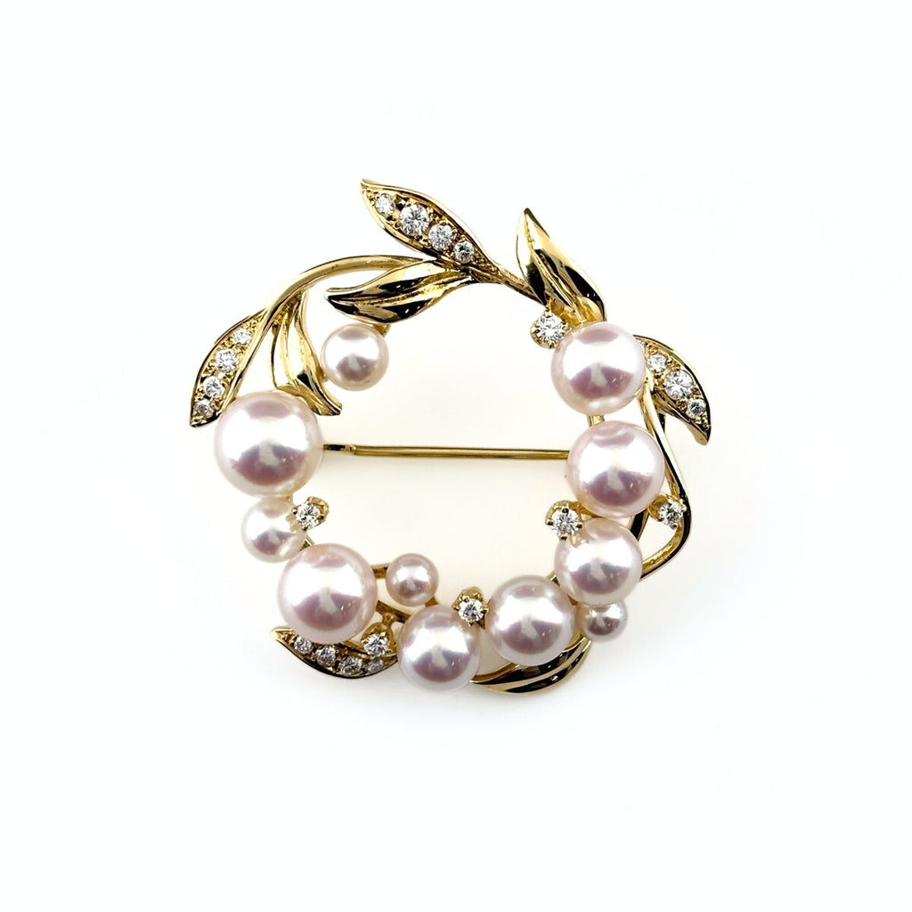 ミキモト パール デザインリング ブローチ K18 パール ダイヤモンド レディース ブランドジュエリー 【中古】brjwl