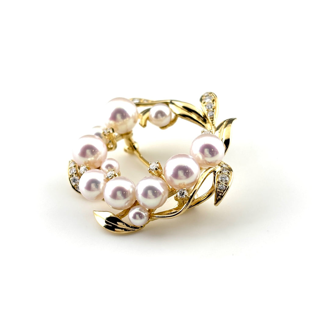 ミキモト パール デザインリング ブローチ K18 パール ダイヤモンド レディース ブランドジュエリー 【中古】brjwl