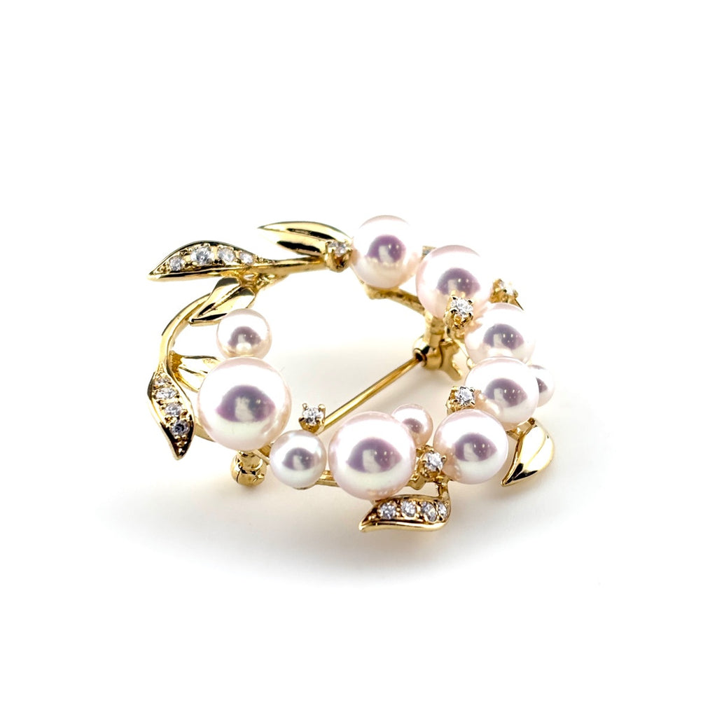 ミキモト パール デザインリング ブローチ K18 パール ダイヤモンド レディース ブランドジュエリー 【中古】brjwl