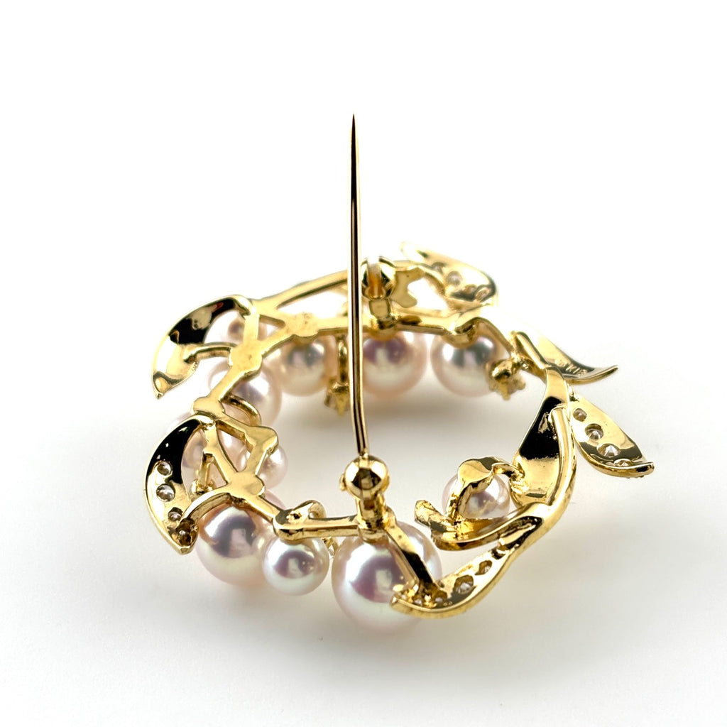 ミキモト パール デザインリング ブローチ K18 パール ダイヤモンド レディース ブランドジュエリー 【中古】brjwl