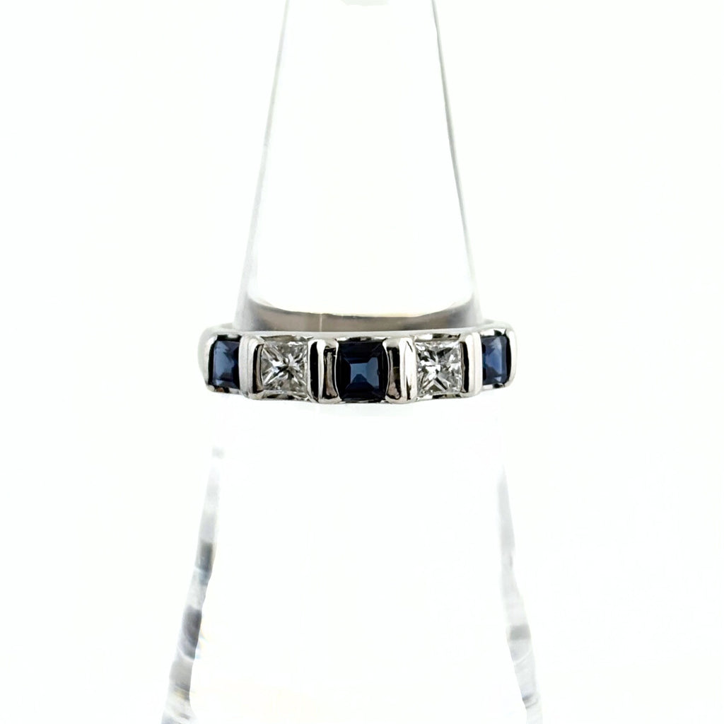 サファイア デザインリング プラチナ 指輪 メレダイヤ リング 12号 Pt900 サファイア ダイヤモンド レディース 【中古】nbjwl