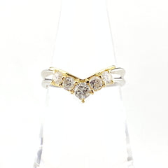 メレダイヤ デザインリング プラチナ YG イエローゴールド 指輪 リング 13号 Pt900 K18 ダイヤモンド レディース 【中古】nbjwl