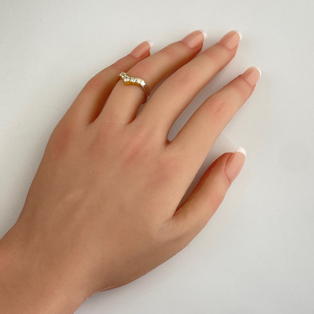 メレダイヤ デザインリング プラチナ YG イエローゴールド 指輪 リング 13号 Pt900 K18 ダイヤモンド レディース 【中古】nbjwl