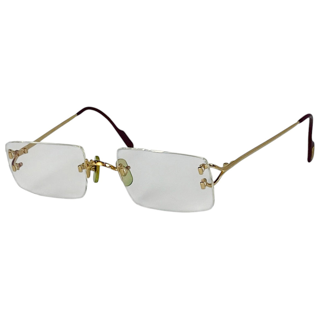 カルティエ ロゴ メガネ アイウェア 眼鏡 メタル ゴールド レディース 【中古】brbag