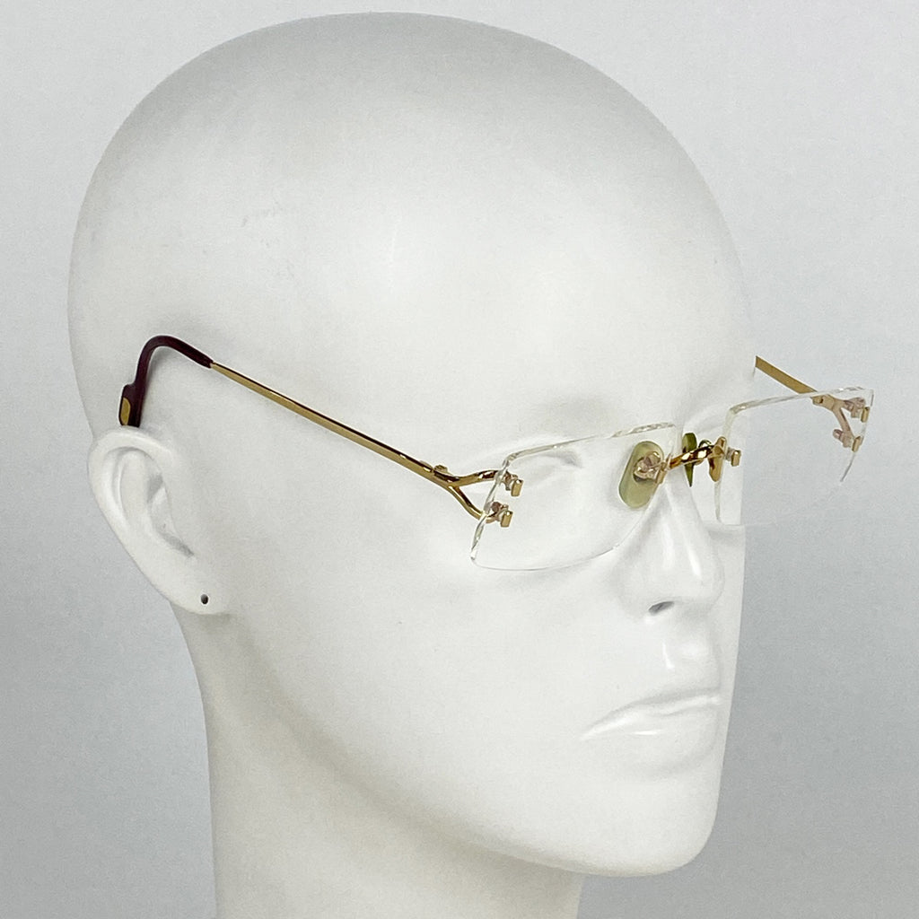 カルティエ ロゴ メガネ アイウェア 眼鏡 メタル ゴールド レディース 【中古】brbag