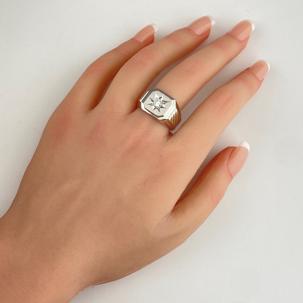 ダイヤモンド デザインリング プラチナ 指輪 リング 23号 Pt900 ダイヤモンド メンズ 【中古】nbjwl