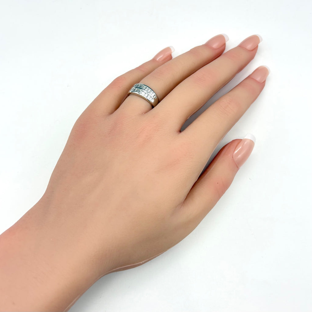 メレダイヤ デザインリング プラチナ 指輪 リング 9.5号 Pt900 ダイヤモンド レディース 【中古】nbjwl