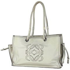 ロエベ アナグラム ショッパー トートバッグ ロゴ ショルダーバッグ トートバッグ レザー ホワイト レディース ブランドバッグ・小物 【中古】brbag