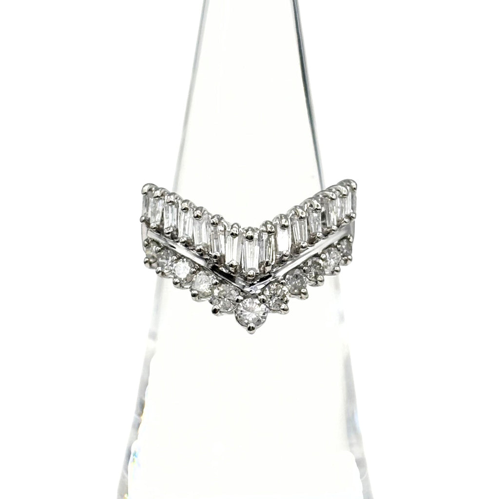 メレダイヤ デザインリング プラチナ 指輪 リング 10号 Pt900 ダイヤモンド レディース 【中古】nbjwl